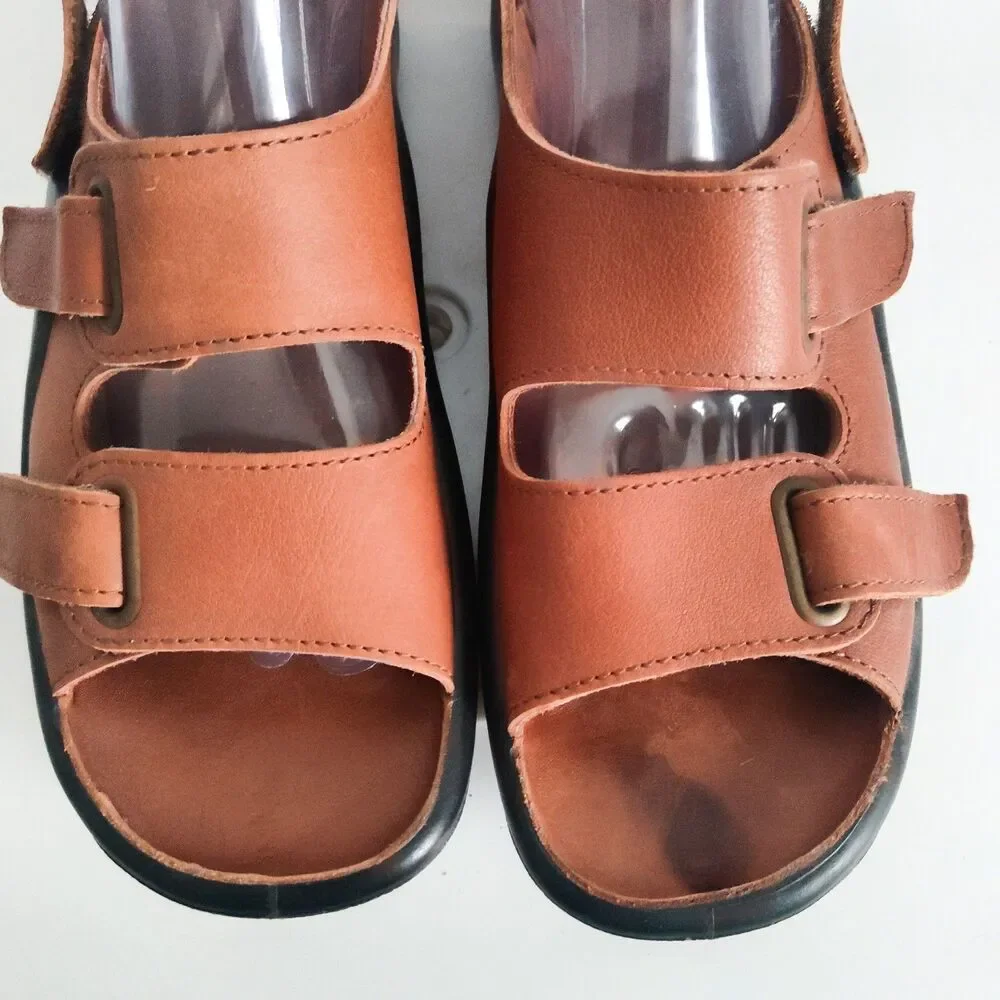 Hammacher Schlemmer Sandals 11.5 - 12 EU Size 46 Walk On Air Leather Strap Brown